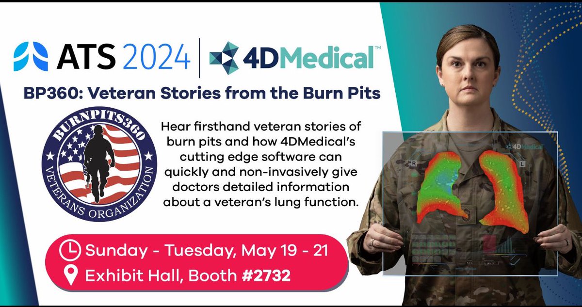 🗣️Join us at @atscommunity’s innovation hub session: 'Veterans in Crisis: Uncovering the Realities of Burn Pit Exposure and DRRD.' With speakers Greg Mogel, MD, FACR and several Veterans. When: Monday, May 20th Time: 12:15 PM - 12:35 PM Location: Exhibit Hall, Innovation Hub