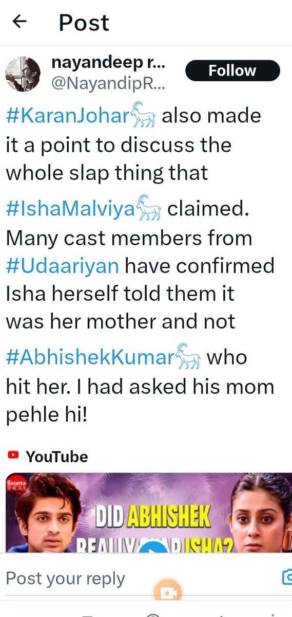 The entire cast can't lie. If you still want to believe her delulu story that cast was jelous of her then her delulu fans should live in delusion.
#IshaMalviya 
#Abhishekkumar