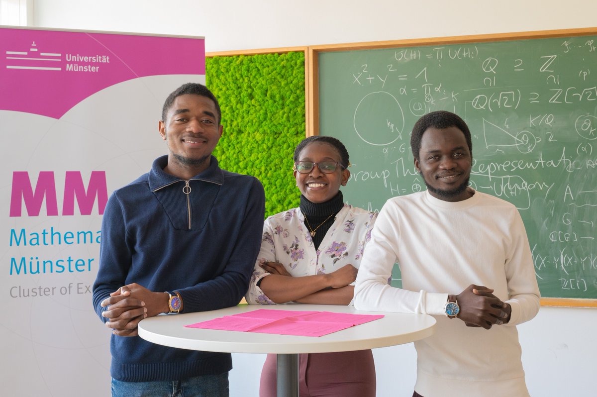 We are happy to be part of the Young African Mathematicians Fellowship Programme! In this article, our first YAM fellows Junior, Marjory and Abakar give insights into their time at Mathematics Münster ▶️ uni-muenster.de/MathematicsMue… @AIMS_Next @MATHplusBerlin @HCM_Bonn @structures_hd