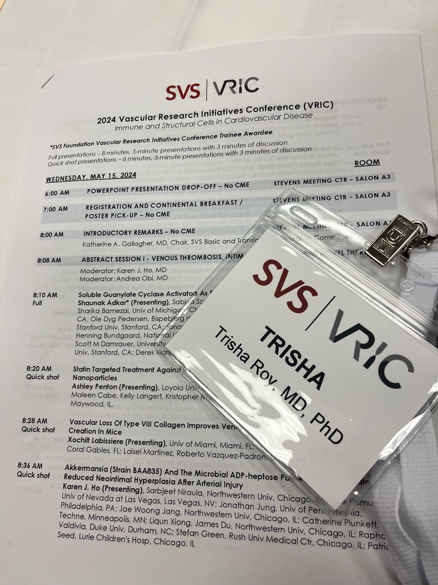Excited to be at @VascularSVS VRIC in Chicago - the premier event for vascular translational science! @AlanLumsdenMD @drakemadeline5
