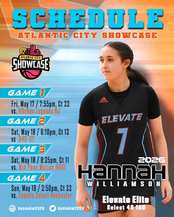 Hi Coaches! I’ll be at the Atlantic City Showcase this wknd with my S40 2026 <a href="/Elevate_Elite/">Elevate Elite</a> team! I’m a 5’10 W/SG trying to get recruited!‼️<a href="/_BlakeDerrick/">Blake Derrick</a> <a href="/BatsonBBall/">Batson Basketball</a> <a href="/JrAllStarBB/">Jr. All-Star Girls Basketball</a> <a href="/JrAllStar_NY/">New York Jr. All-Star GBB</a> <a href="/NYCHoops/">NYC Hoops</a> <a href="/HerHoopsNetwork/">Her Hoops Network</a> <a href="/NCSAwbb/">NCSA Women’s Basketball Recruiting</a>  <a href="/mikemillsnc/">Mike Mills WBB College Recruiting</a> <a href="/K1Book66/">Keith Booker</a> <a href="/Ferdavis9113/">Fer Coach Davis</a> <a href="/_HugoBoss4/">Coach_melt</a>