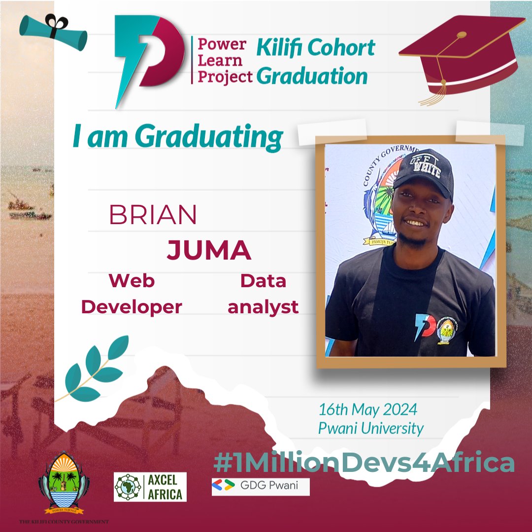 Gearing up for Kilifi Cohort Graduation. The journey has been amazing. My sincere most gratitude to @PLPAfrica , the @KilifiCountyGov the Tutors and every single person for all their inputs with vision to making this journey indeed successful . Thank you. #1MillionDevs4Africa