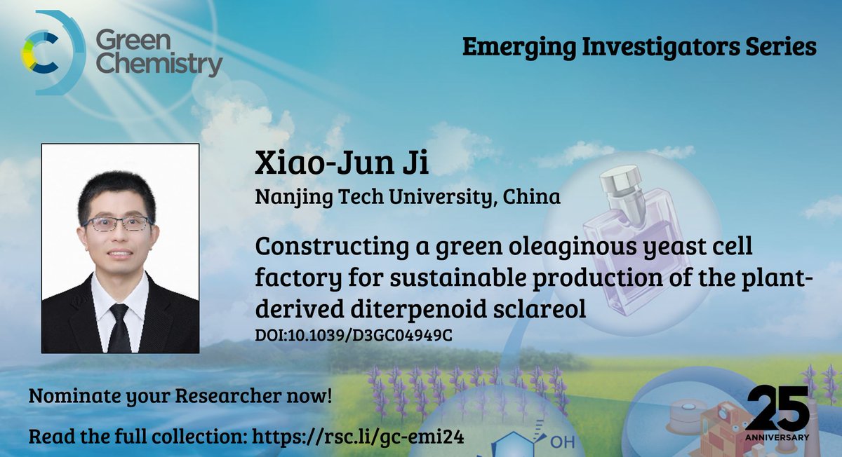 Out now and part of our Emerging Investigators Series (rsc.li/gc-emi24) A sustainable and efficient microbial synthesis of plant-derived sclareol through the construction of an oleaginous yeast cell factory. 🔗doi.org/10.1039/D3GC04… 🔗blogs.rsc.org/gc/2024/05/03/…