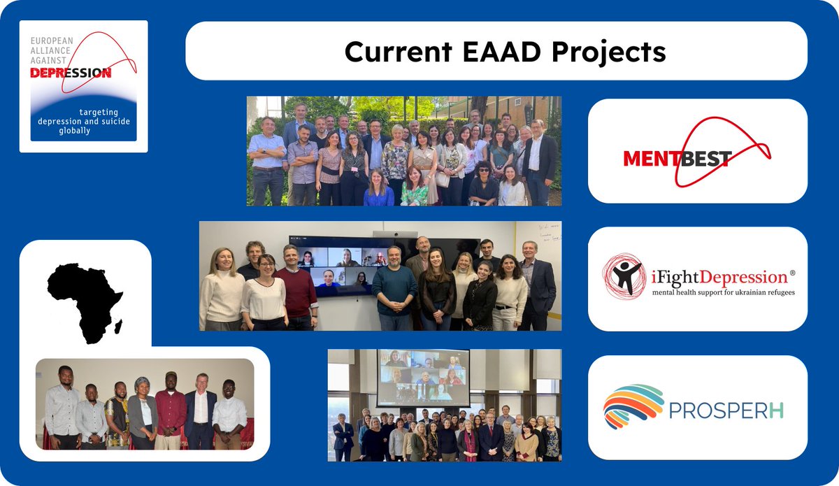 🤝On a global level, @EAAD_Research coordinates and participates in multiple projects to achieve better #mentalhealth care.

🙌Our consortia with diverse expertise and backgrounds are pulling together to achieve our common goal. #BetterTogether #EuropeanMentalHealthWeek