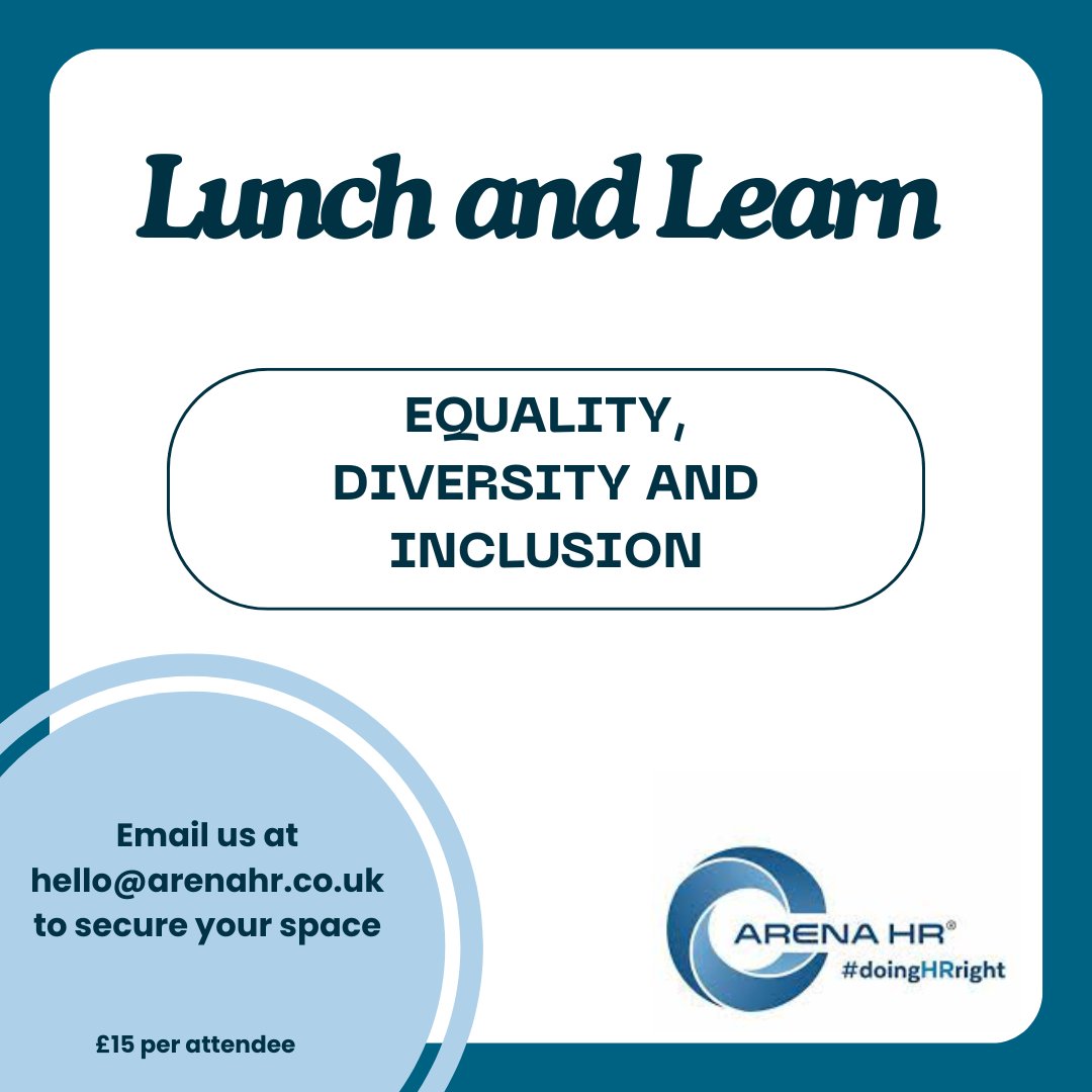 Business Spotlight 🔦 Join @ArenaHR1 for their Lunch and Learn sessions focused on Equality, Diversity, and Inclusion! Just £15 per attendee! 📆 Wednesday, May 22nd, 11am-2pm 📆 Friday, May 31st, 11am-2pm 📍 Microtech Business Centre, Kilmarnock To book📧 hello@arenahr.co.uk