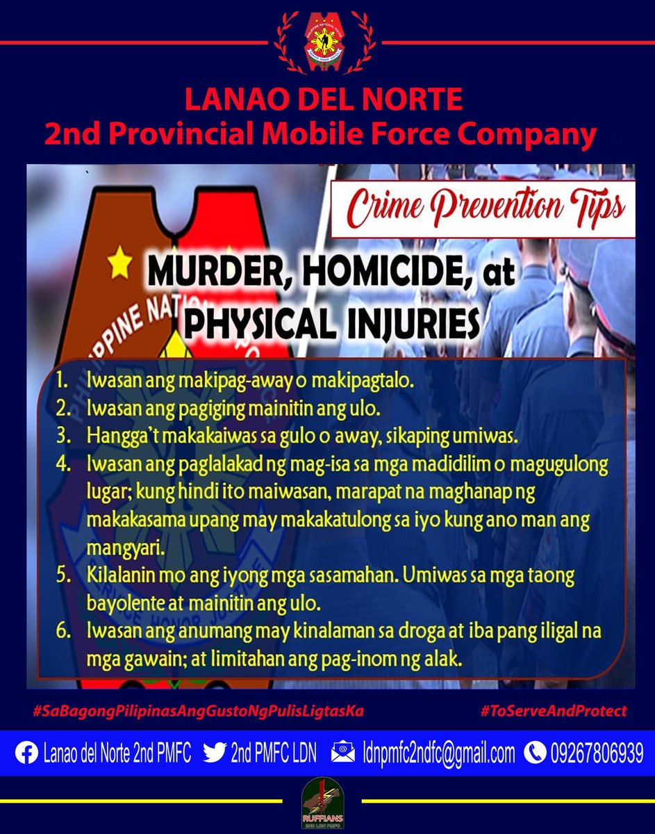 CRIME PREVENTION TIPS AGAINST MURDER #ToServeandProtect #SaBagongPilipinasAngGustongPulisLigtasKa