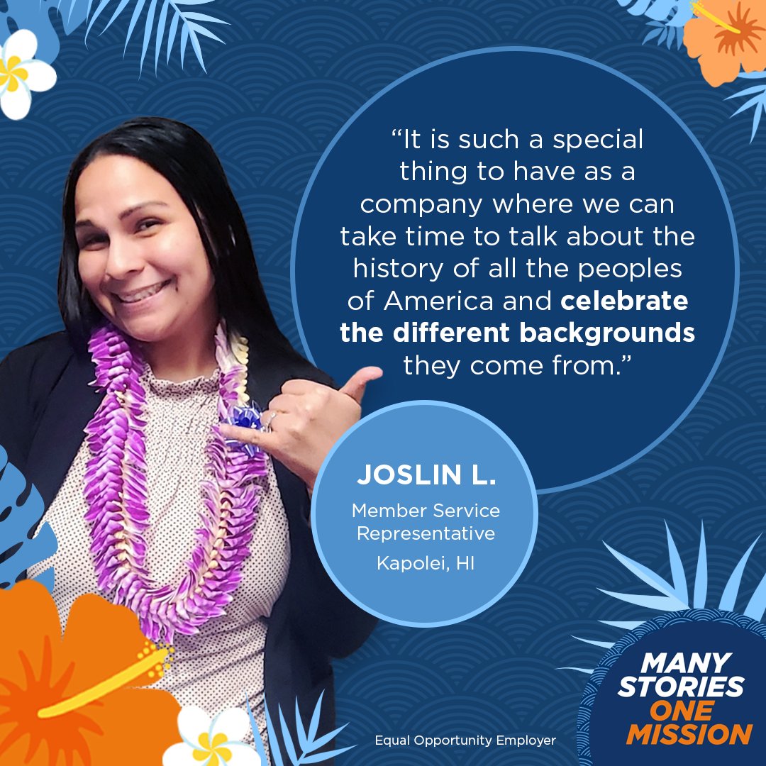 For member service rep and Native Hawaiian Joslin, #AANHPI is about honoring the traditions within the community. From lei making to crowning her teammates with hakus, Joslin shares her culture to bring a sense of belonging to our Kapolei branch. #ManyStoriesOneMission