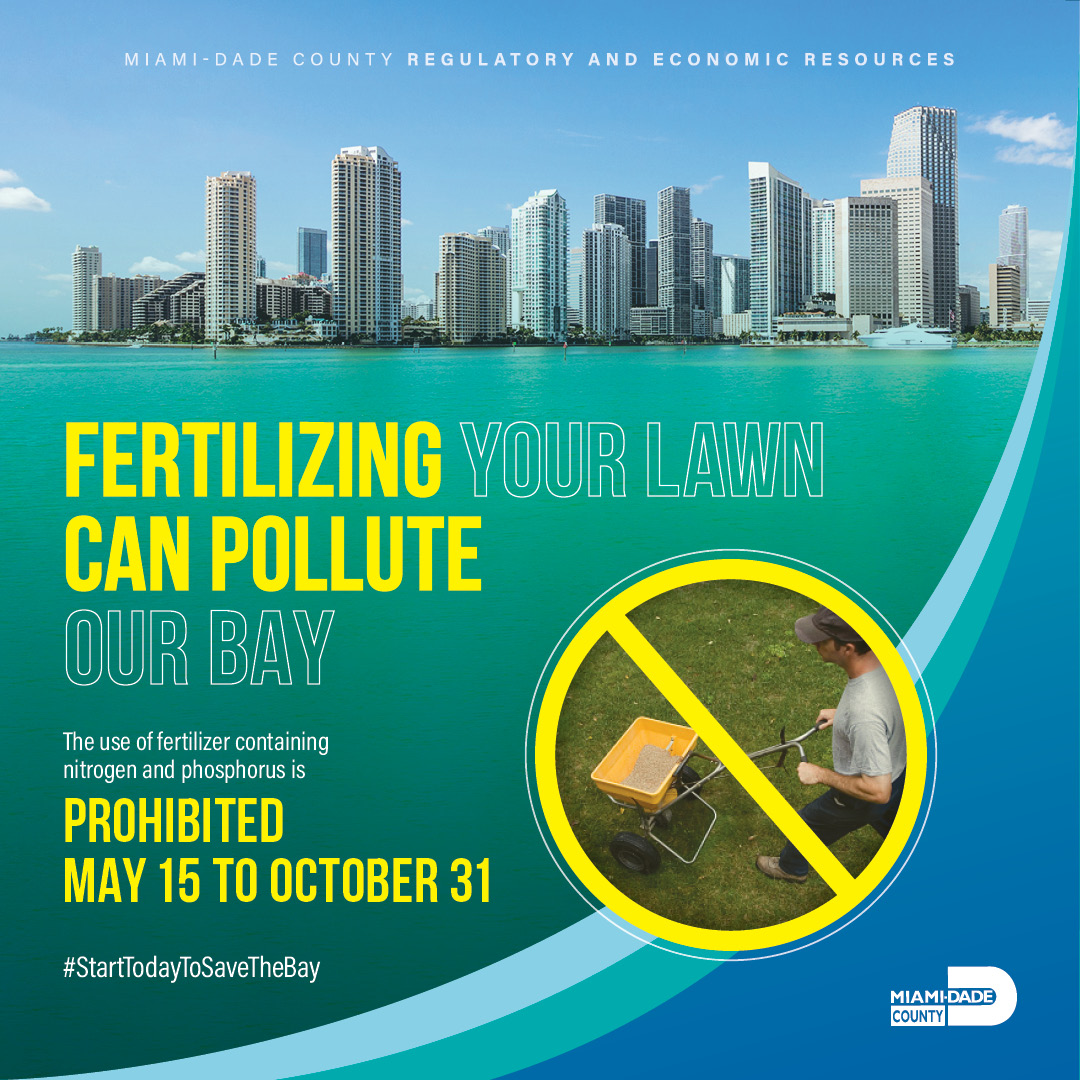 The nutrient pollution flowing into Biscayne Bay is damaging its health. This is why @MiamiDadeCounty has an ordinance restricting the use of fertilizer. Learn more about the law and how it helps protect this precious resource here: miamidade.gov/fertilizer #StartTodayToSaveTheBay