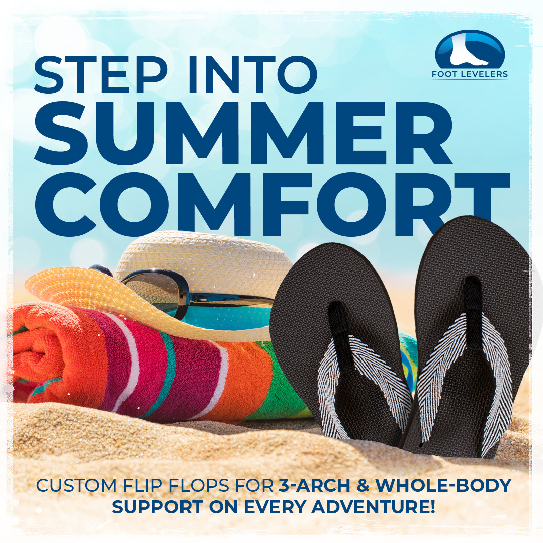 🌞 Step into ultimate 3 Arch & whole-body support with our custom-made flip-flops! Whether lounging by the beach or poolside, enjoy the sunshine in style and unparalleled comfort.🌴 Learn more: hubs.la/Q02wJqnJ0
#SummerVibes #CustomFlipFlops #FootLevelers #CustomOrthotics