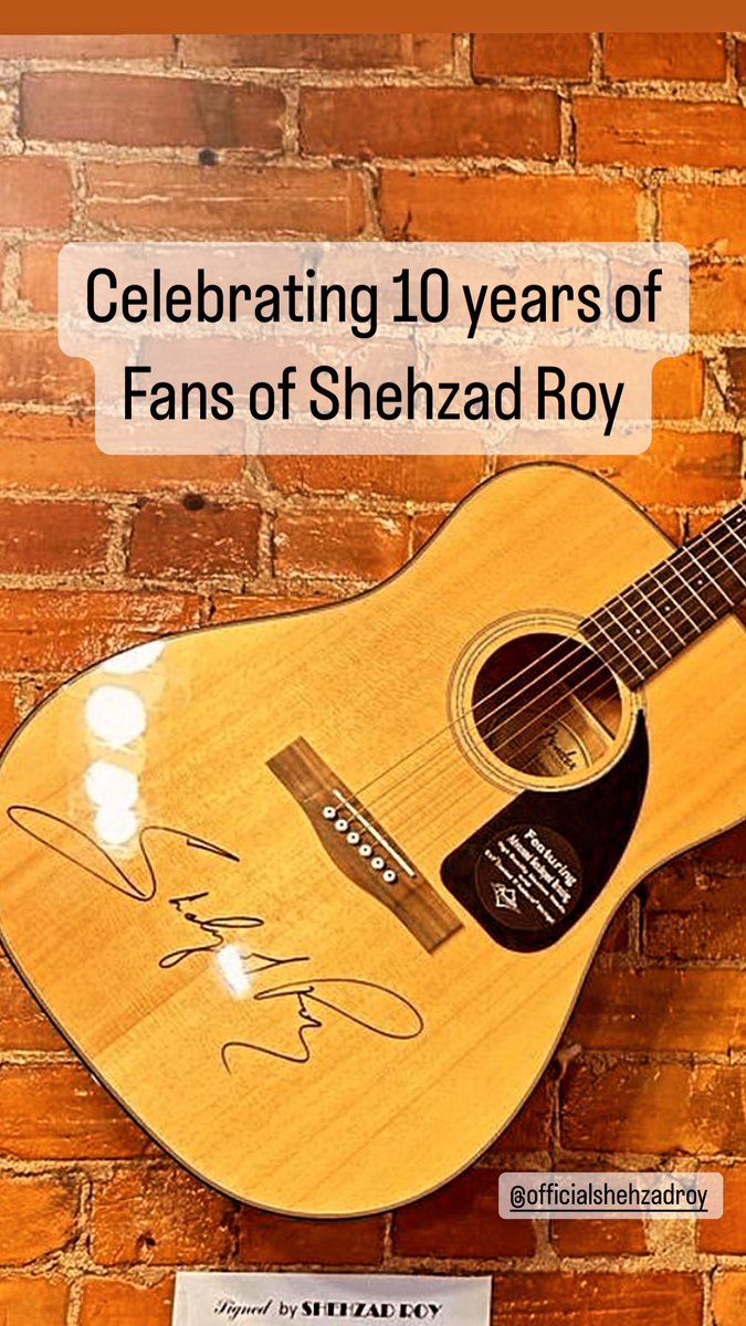 Celebrating 10 yearsof Magic, Music and Memories 
@shehzadroy 
Your voice, dedication and kindness has inspired us in ways you can’t even imagine. Ur music has been the soundtrack of our joys n sorrows. U bought us together as a team. Ur loyal Fans wishin love n admiration!