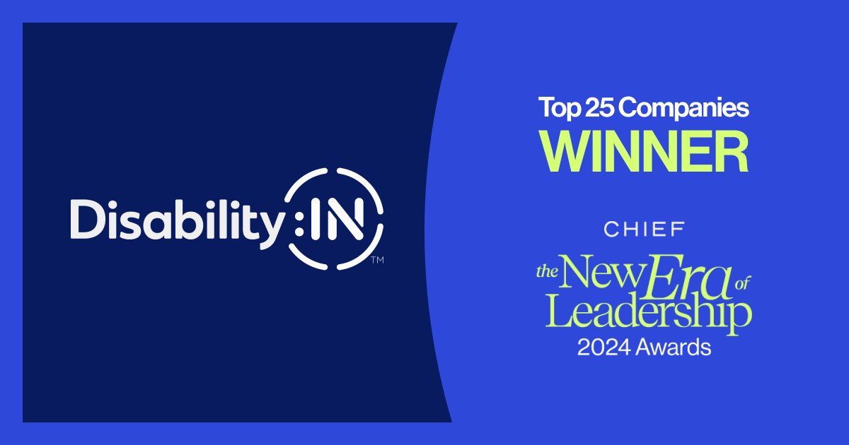 @JoinChiefNow recognized Disability:IN as one of 25 exceptional companies shaping the future of business with empathy! We are proud to be named alongside these other brands. Meet the class of executives & companies defining the new era of leadership thenewera.chief.com