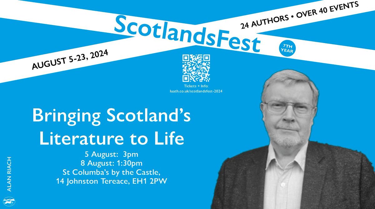 📚  SCOTLANDSFEST🎉

👤 Alan Riach
📖 Scottish Literature
⏰ 3pm, 1:30pm
📆 5 & 8 August

buff.ly/3wD7JNV 
#EdinburghFringe #TheFringe #ScotlandsFest #BookEvent #EdinburghWhatsOn