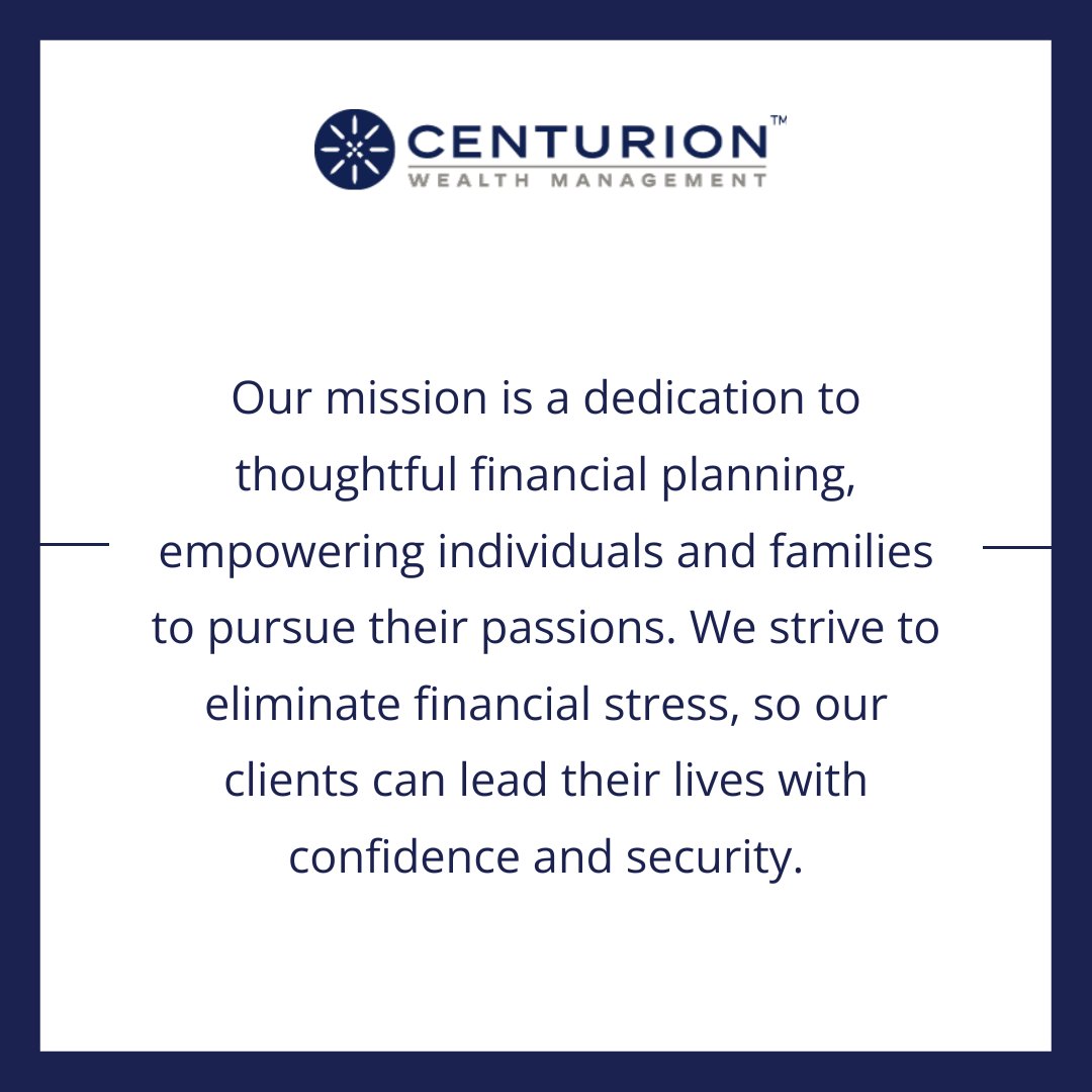 Our mission is all about planning for your unique situation 📝

Read more about it here: l8r.it/CKVs to see how we can help you live fully.

#ourmission #weplanwiselysoyoucanlivefully
#cwm #centurionwealthmanagement #financialplanning