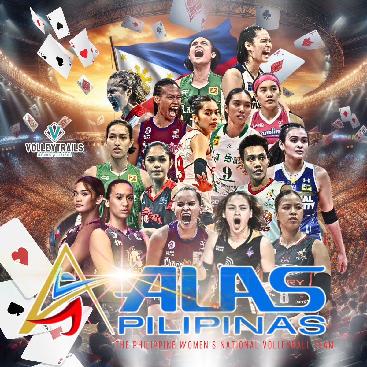 𝐀𝐋𝐀𝐒 𝐏𝐈𝐋𝐈𝐏𝐈𝐍𝐀𝐒! 🇵🇭🏐

Introducing the ace-packed pool of the Alas Pilipinas women's national team for the upcoming 2024 AVC Challenge Cup! 🇵🇭 #LabanPilipinas

𝐒𝐞𝐭𝐭𝐞𝐫𝐬: De Guzman, Coronel
𝐌𝐁: Nunag, Palomata, Sharma, Gagate
𝐎𝐇: Rondina, Laure, Gandler,…