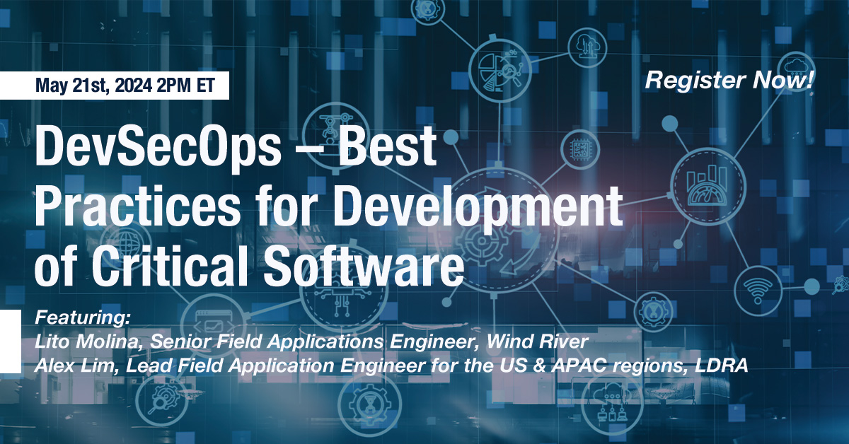 WindRiver's tweet image. On May 21, Wind River and LDRA execs discuss how a #COTS #DevSecOps platform integrated with an analysis and verification tools suite can ensure intelligent systems meet the most stringent criteria for safety and security: resources.embeddedcomputing.com/Embedded-Compu…

@ldra_technology @military_cots