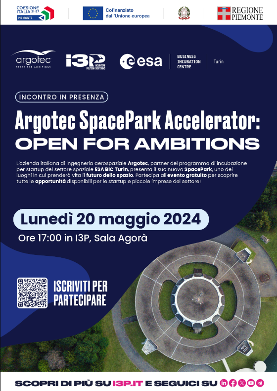 #AppuntamentiPoliTO 📅20 maggio 2024 - ore 17,00 Argotec SpacePark Accelerator: open for ambitions ℹ️polito.it/ateneo/comunic…