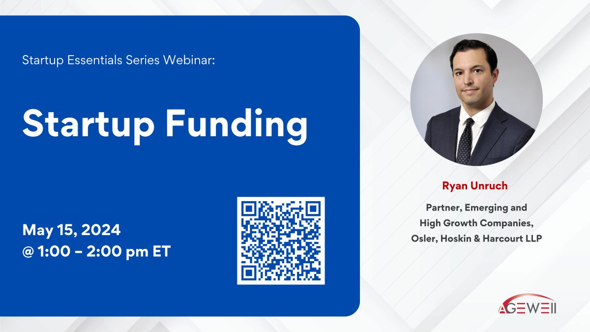 📣Attention #entrepreneurs! Don’t miss your chance to gain valuable insights on #startup #funding with @Osler_Law's Ryan Unruch. Join us today at 1 pm ET & learn about different forms of financing, the current landscape & the financing process. Register: ow.ly/s1R150RzSnK
