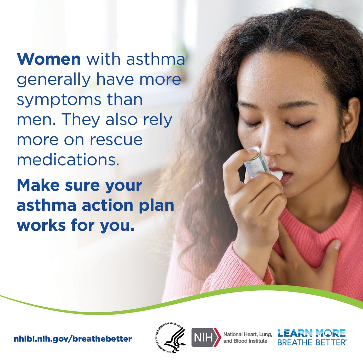 May is not only #AsthmaAwarenessMonth but it is also #WomenHealthMonth! #DYK that almost twice as many women than men have #asthma. Women generally have more symptoms and rely more on rescue medications, too. Learn more about asthma management from @BreatheBetter: