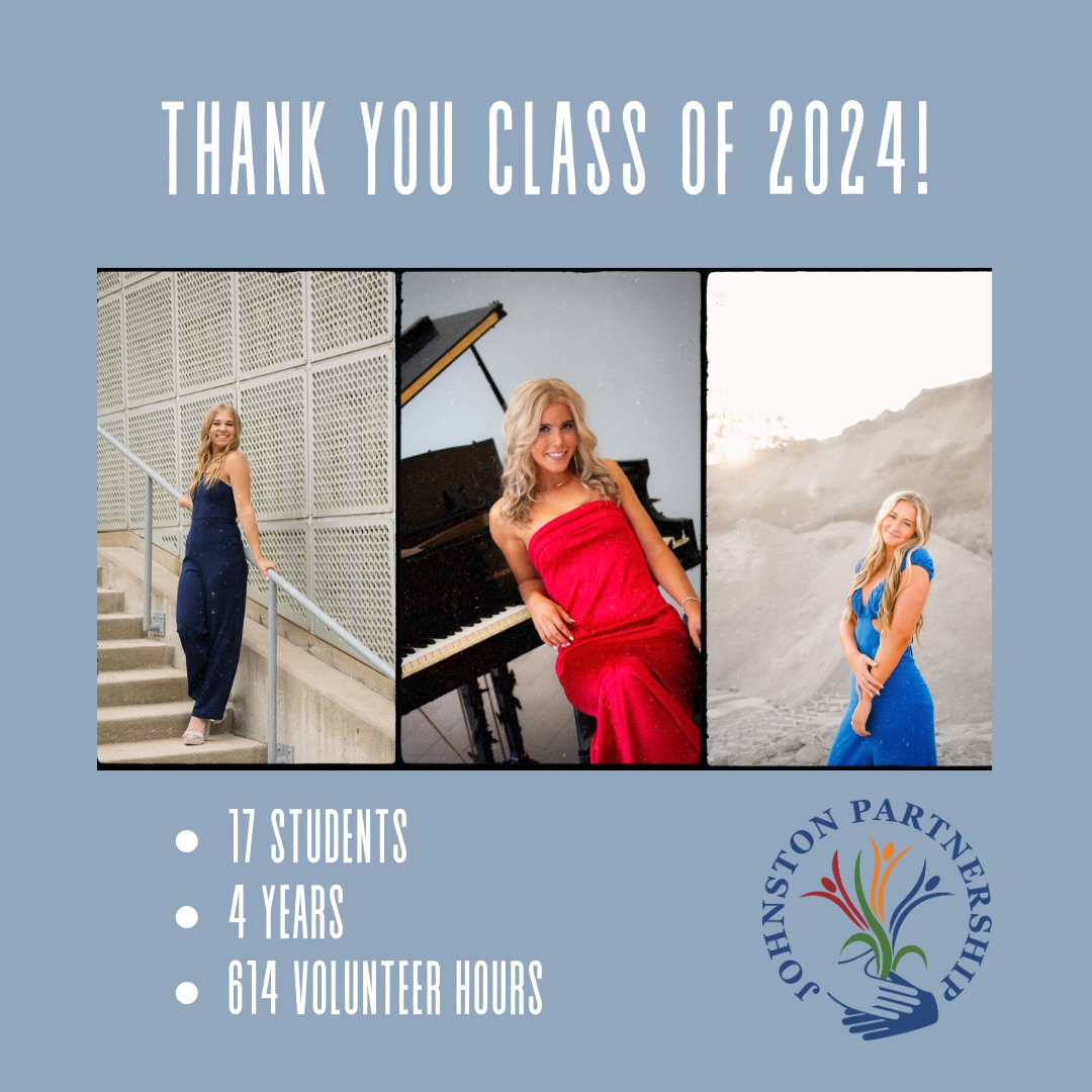 JohnstonPHC's tweet photo. It's time to say goodbye to another Silver Cord class! They started in our old pantry space, serving clients outdoors &amp; masked. They end these years in a larger space serving a 250% increase! We cannot thank them all enough! (Pictured: Ella Boes, Ava Helming &amp; Shea Johnson). https://t.co/kDSmJo5j0l