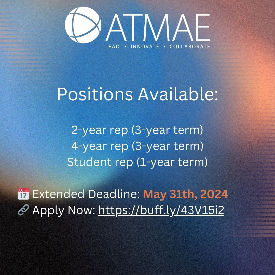 Interested? Apply now! Visit our website or contact us for more details.

#Leadership #ATMAE #JoinTheBoard #MakeADifference