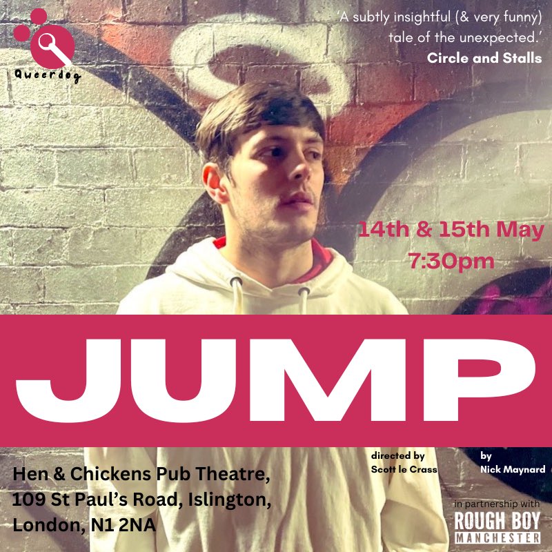 Jump is on for 1 more night in London. I’ll be there watching. It’s only an hour is a play which explores gay male mental health. It’s also a comedy. It feels very important to have this play on this week during #mentalhealthawrenessweek bit.ly/Jump_LDN