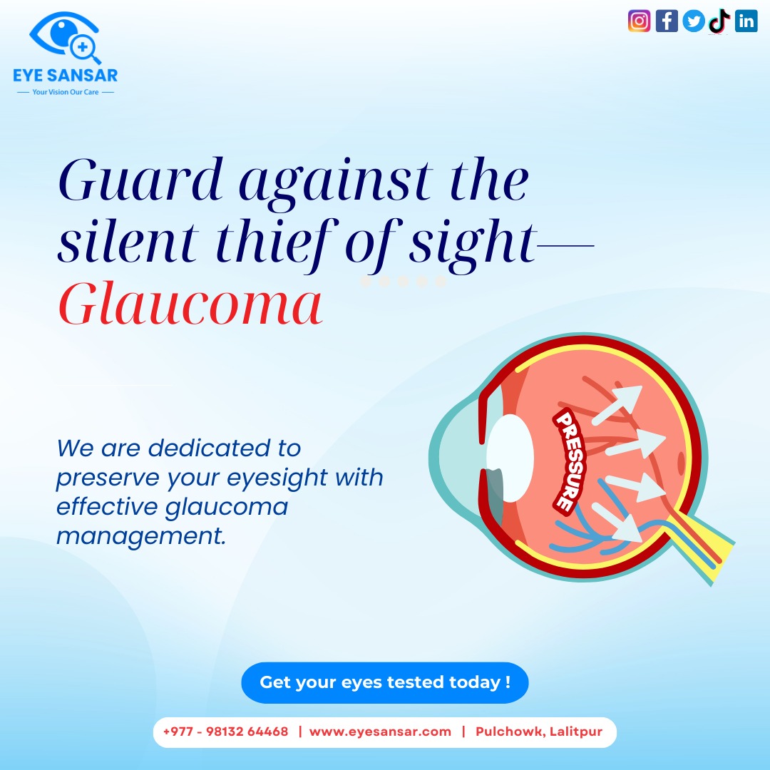 👁️ Protect your vision from the silent thief.
Get expert Eye care @eye__sansar 

For more Info-
981-3264468
eyesansarofficial@gmail.com
eyesansar.com

#eyesansar #glaucoma #glaucomaawareness #clearvision #eyesight #vision #healthyeyes #eyetest #kathmandu #nepal