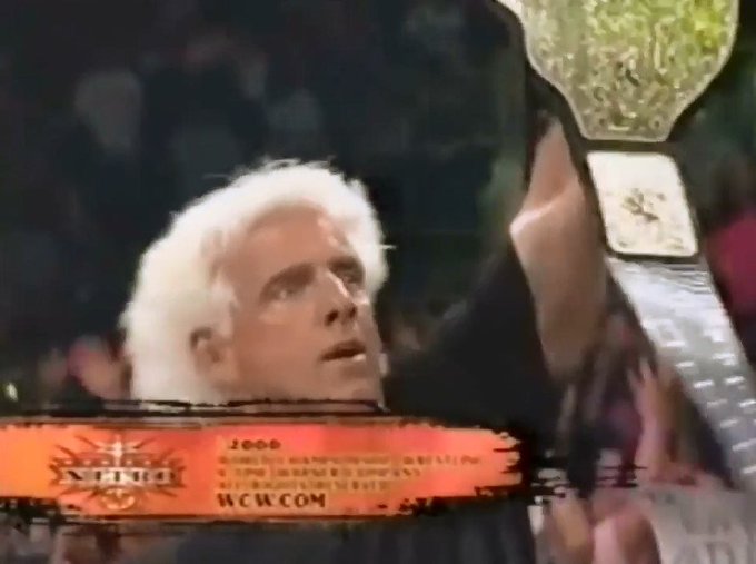 On this day in 2000, @RicFlairNatrBoy won the WCW World Heavyweight Championship for the 6th time #WCW #WCWMondayNitro #WCWTitle #WCWChampionship