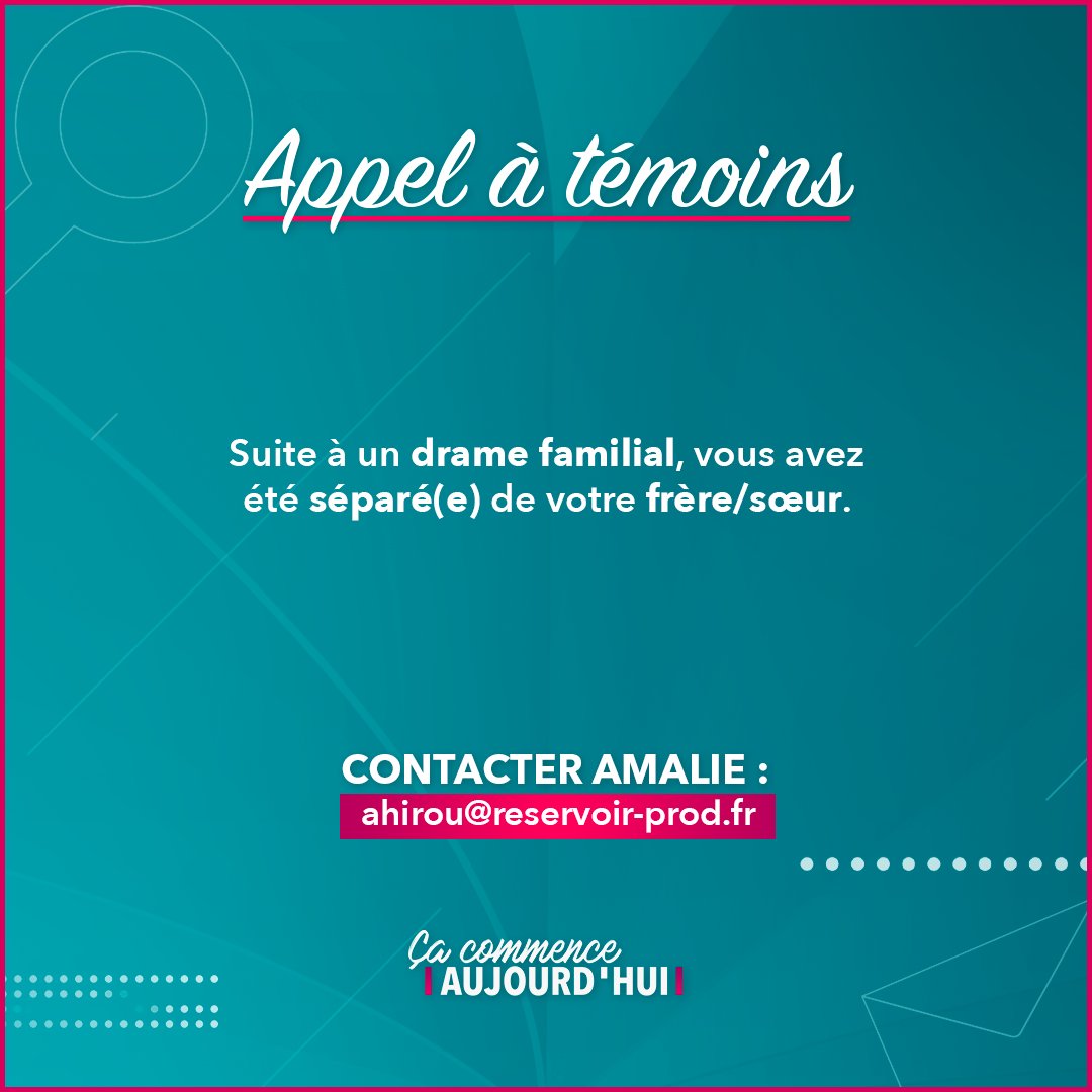 📣 Appel à témoins #CCA Contactez Amalie : 📧 ahirou@reservoir-prod.fr