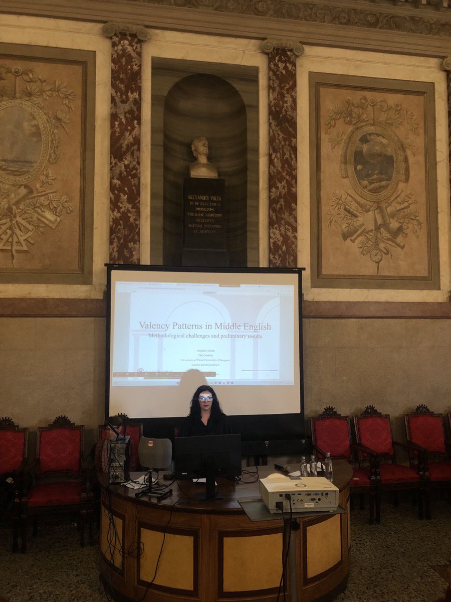 Martina Giarda (University of Pavia and University of Bergamo) presents on “Valency Patterns in Middle English: Methodological challenges and preliminary results”

#PaVeDa