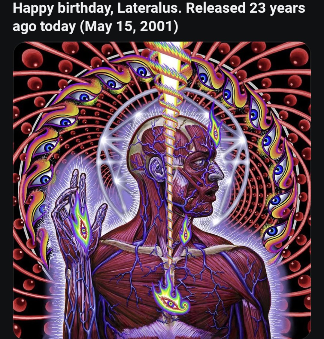Happy Birthday! My absolute favorite album EVER! Literally changed my life. <a href="/Tool/">TOOL effing TOOL</a>