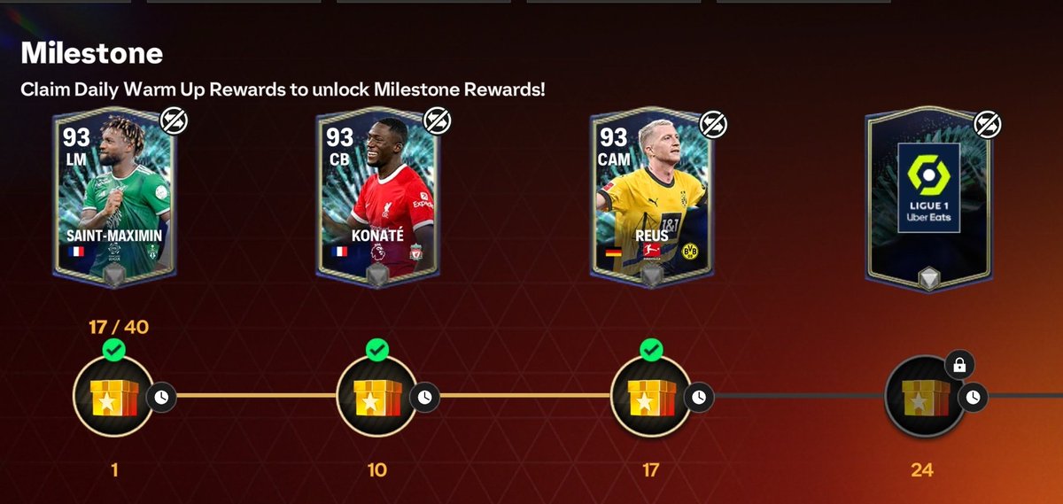 #fc24 #fcmobile #EAFC24 #TOTS If you have played every day and completed the daily warm up task. You should have now unlocked milestone 3 (Bundesliga).... Unlock milestone 4 (Ligue 1 player) in 7 more days time. @tutiofifa @minusfcmobile @Jacobek08 @Wolfman__HD @rkreddyEAFC