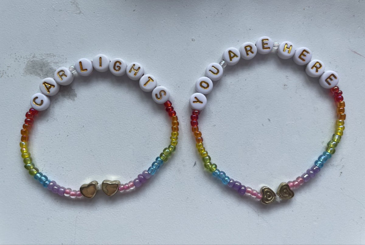 i lovelovelove making rainbow bracelets for awty tour cause look how cute