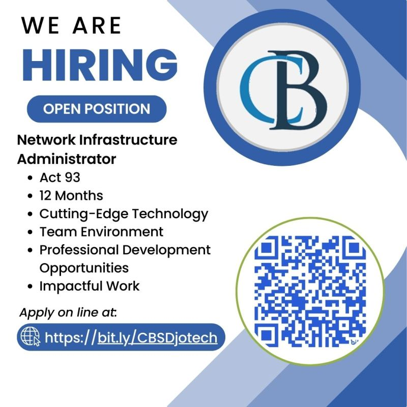 We are currently looking to fill the position of Network Infrastructure Administrator. For more detailed information about the role and its requirements, please scan the QR code below. #cbinnovate