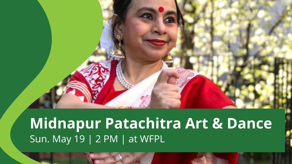 This Sunday, Watertown resident Swati Biswas will introduce us to the vibrant world of Midnapur patachitra art and folk dance at the Library! . MIDNAPUR PATACHITRA ART AND FOLK DANCE SUN. MAY 19 | 2 PM | AT WFPL NO REGISTRATION REQUIRED LEARN MORE: ow.ly/TeHM50RHjhq