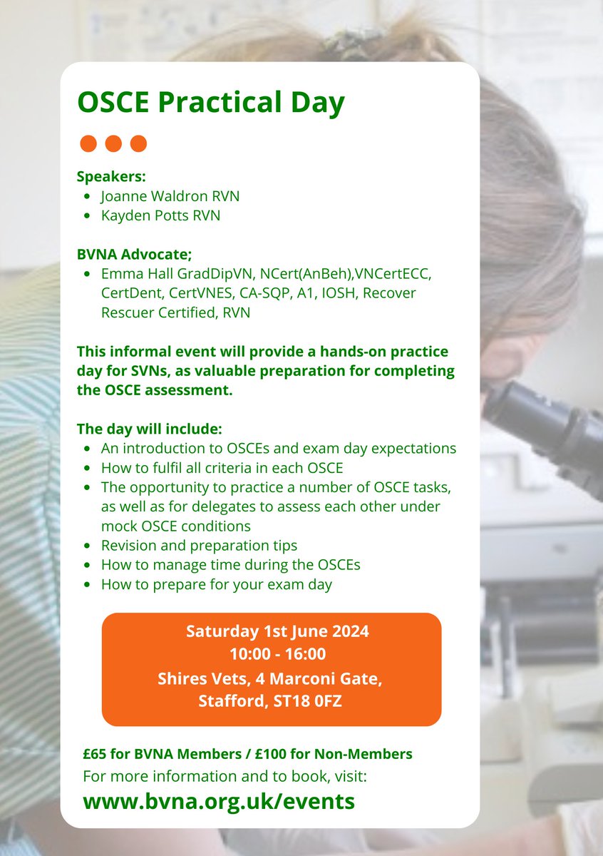 OSCE Practical Day for SVNs 📅 Saturday 1st June, 10:00 - 16:00 📍 Shires Vets in Stafford, 4, Marconi Gate, Stafford ST18 0FZ Join this hands-on practice day for SVNs as valuable preparation for completing the OSCE assessment. Find out more here: loom.ly/TjLNQrI