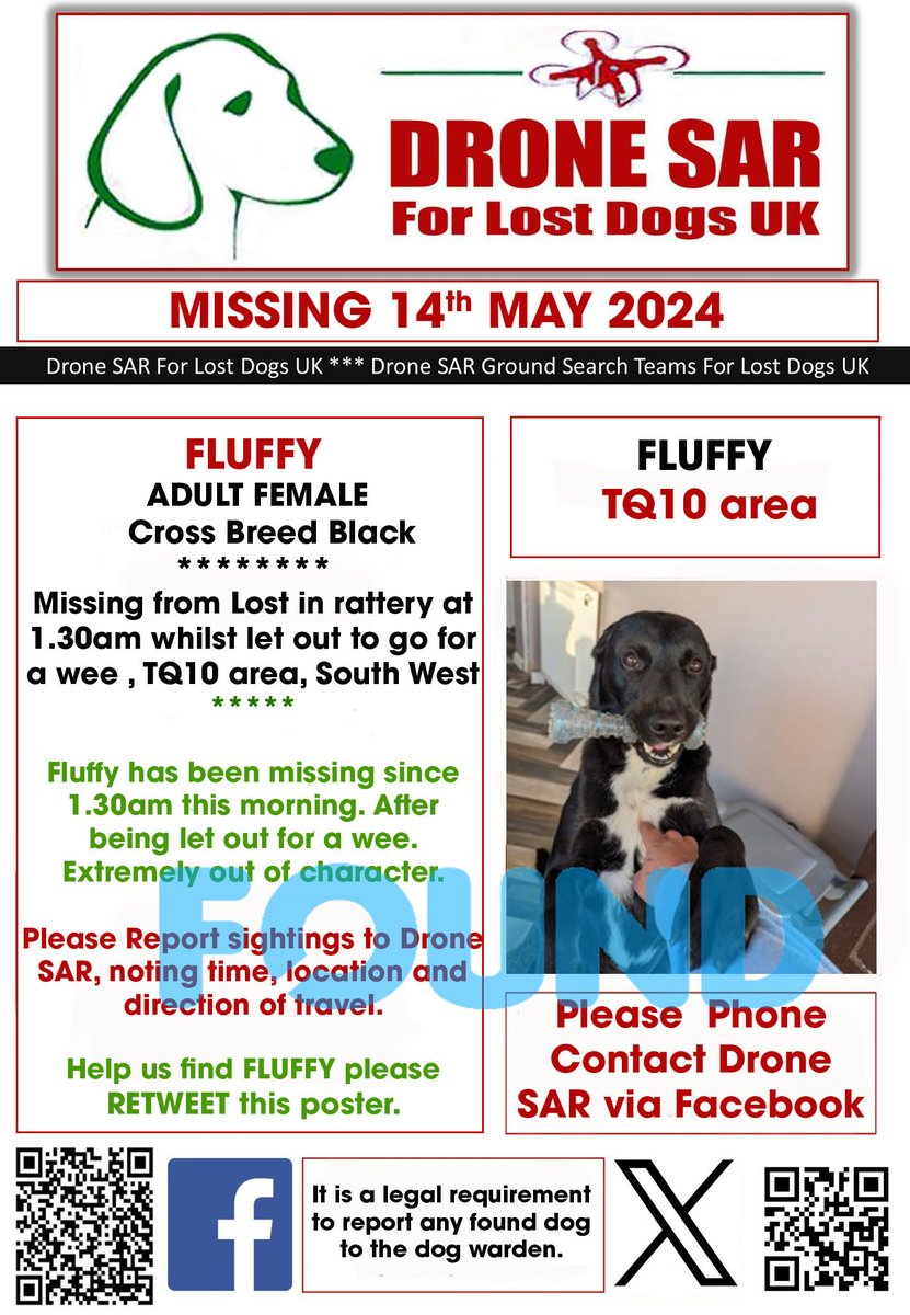 #Reunited FLUFFY has been Reunited well done to everyone involved in his safe return 🐶😀 #HomeSafe #DroneSAR