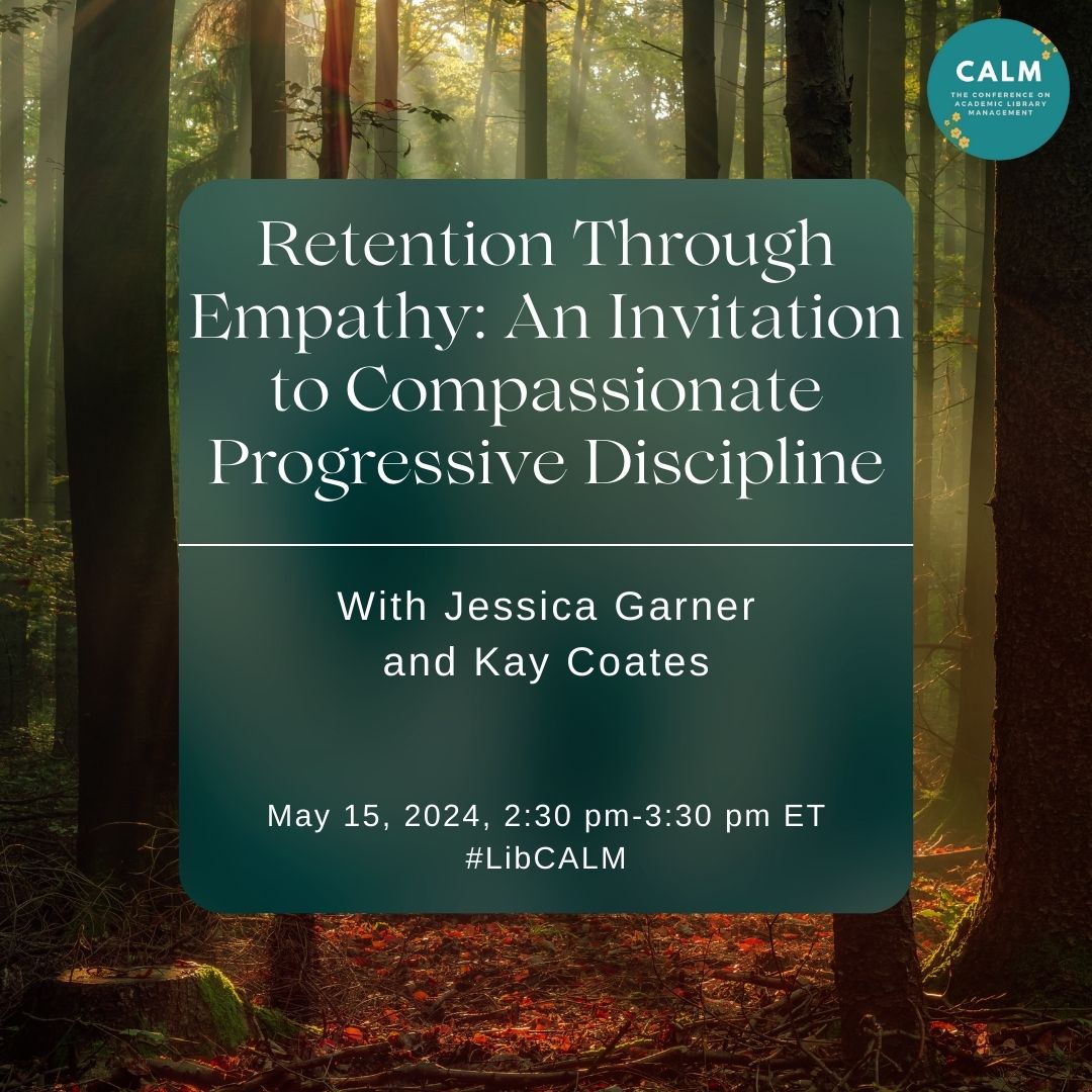 CalmConference's tweet photo. We have four sessions on the docket at 2:30pm ET! They'll address embedding feminist practice into interviewing, retention through compassionate progressive discipline, exploring job control among instruction librarians, and supporting colleagues approaching retirement. #LibCALM https://t.co/LbReCx7ML7