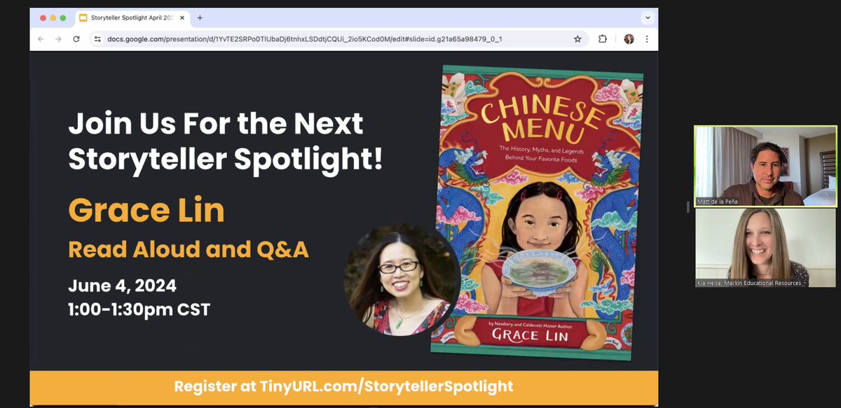 Join us for the next Storyteller Spotlight next month, featuring Grace Lin! 📖 @pacylin @HachetteUS @lbschool #edwebinar Register now: buff.ly/3K5vmBG