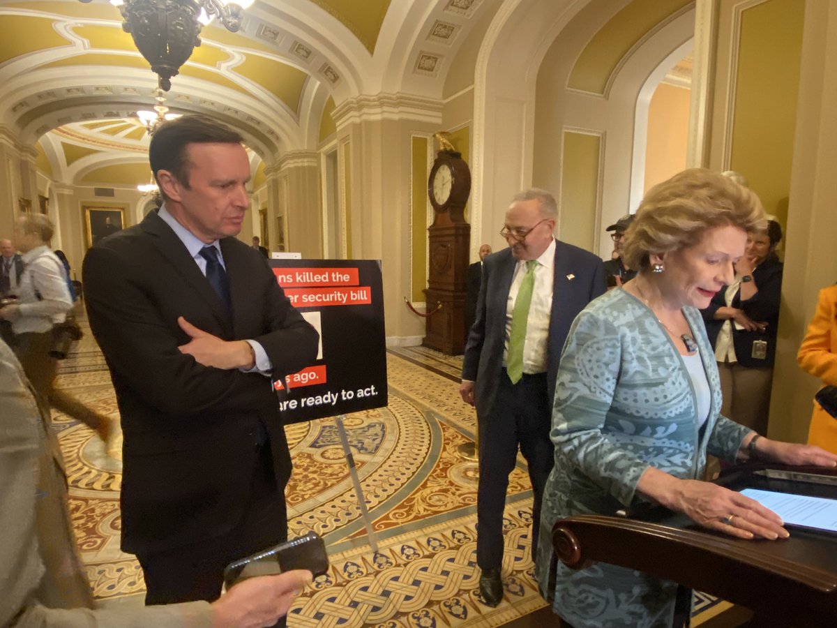 Schumer and Senate Democrats are calling for tougher border security at their weekly presser, telling Republicans to break with Trump and support the Lankford-Murphy bill.