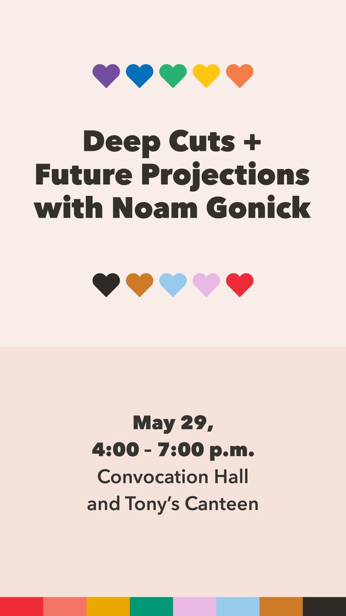 Please join us for a screening of selected works by Noam Gonick (Coll 89) panel discussion and a reception to follow.
To register and for more info about UWinnipeg Pride events see: uwinnipeg.ca/pride/index.ht…
All alumni, members of the University Community and friends are welcome!