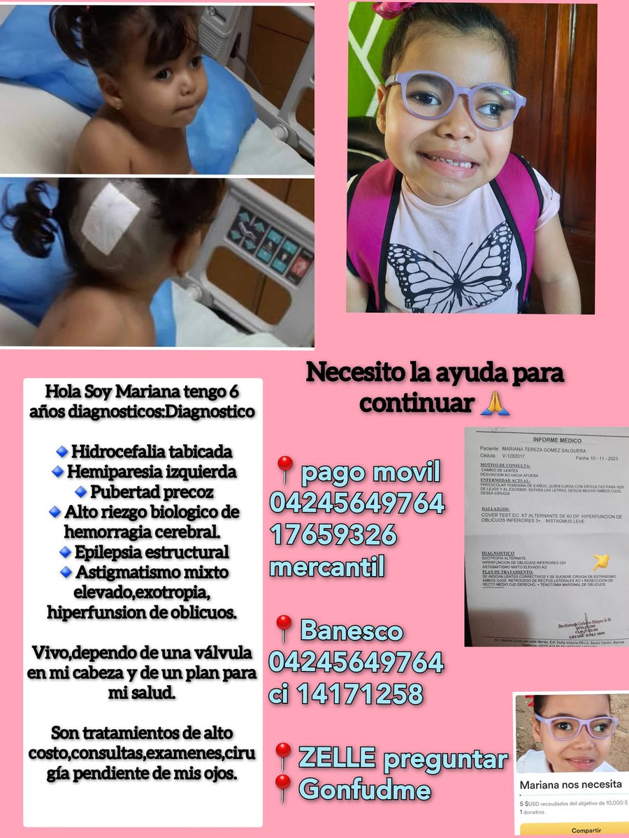 mariani87784922's tweet photo. Estoy presentando caracteristicas d pubertad precoz necesito amp decapeptyl 🙏 faltan $190 y hasta hoy m queda anticonvulsivo es diario dure una semana sin tomarlo por favor AYUDA QUIERO VIVIR CON SALUD.
pm
04245649764
17659326
mercantil 

Banesco 
04245649764
ci 14171258

ZELLE https://t.co/DVToXVcVpY