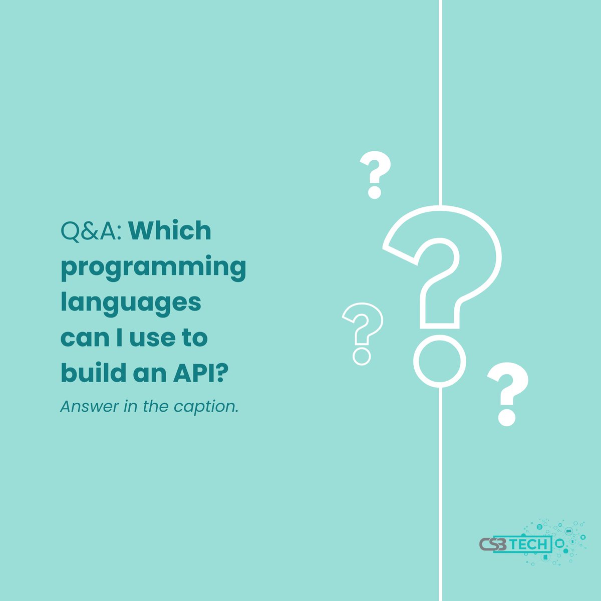 𝐀𝐧𝐬𝐰𝐞𝐫: You can build an API using various programming languages such as JavaScript, Python, Ruby, PHP, Java, and more.

#APIDevelopment #ProgrammingLanguages #JavaScript #Python #Ruby #PHP #Java #TechSolutions