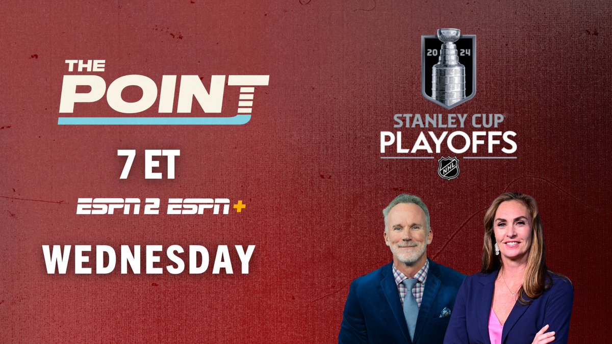Wednesday, special #StanleyCup Playoff editions of The Point continue with @Buccigross & @AJMleczko 🏒 7p ET | ESPN2, ESPN+