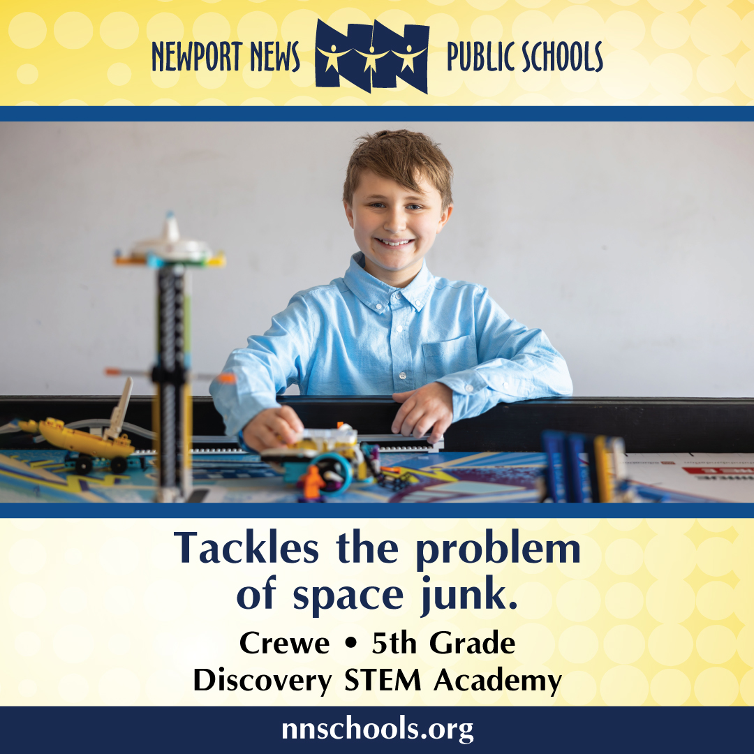 Student Spotlight: Crewe of @dsastem!🌟 Read about how attending summer STEAM Camp sparked Crewe’s interest in the problem of space junk: bit.ly/NNPS-CreweC #nnpsproud