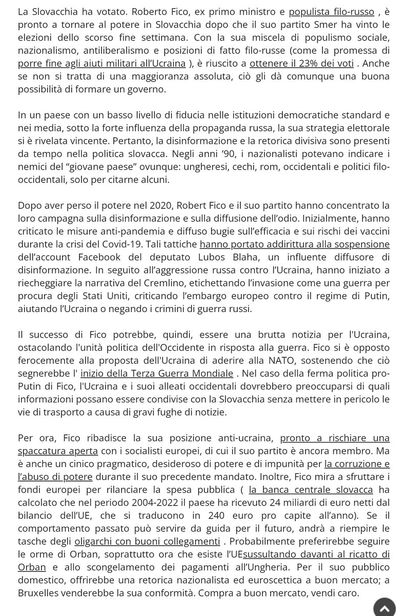 Questo è quello che l'European Policy centre,emanazione dell'Unione europea, scriveva del presidente #Fico
Più che un'analisi sembra un incitamento all'odio e alla ribellione
Le istituzioni europee somigliano sempre più ad un'associazione mafiosa
epc.eu/en/publication…