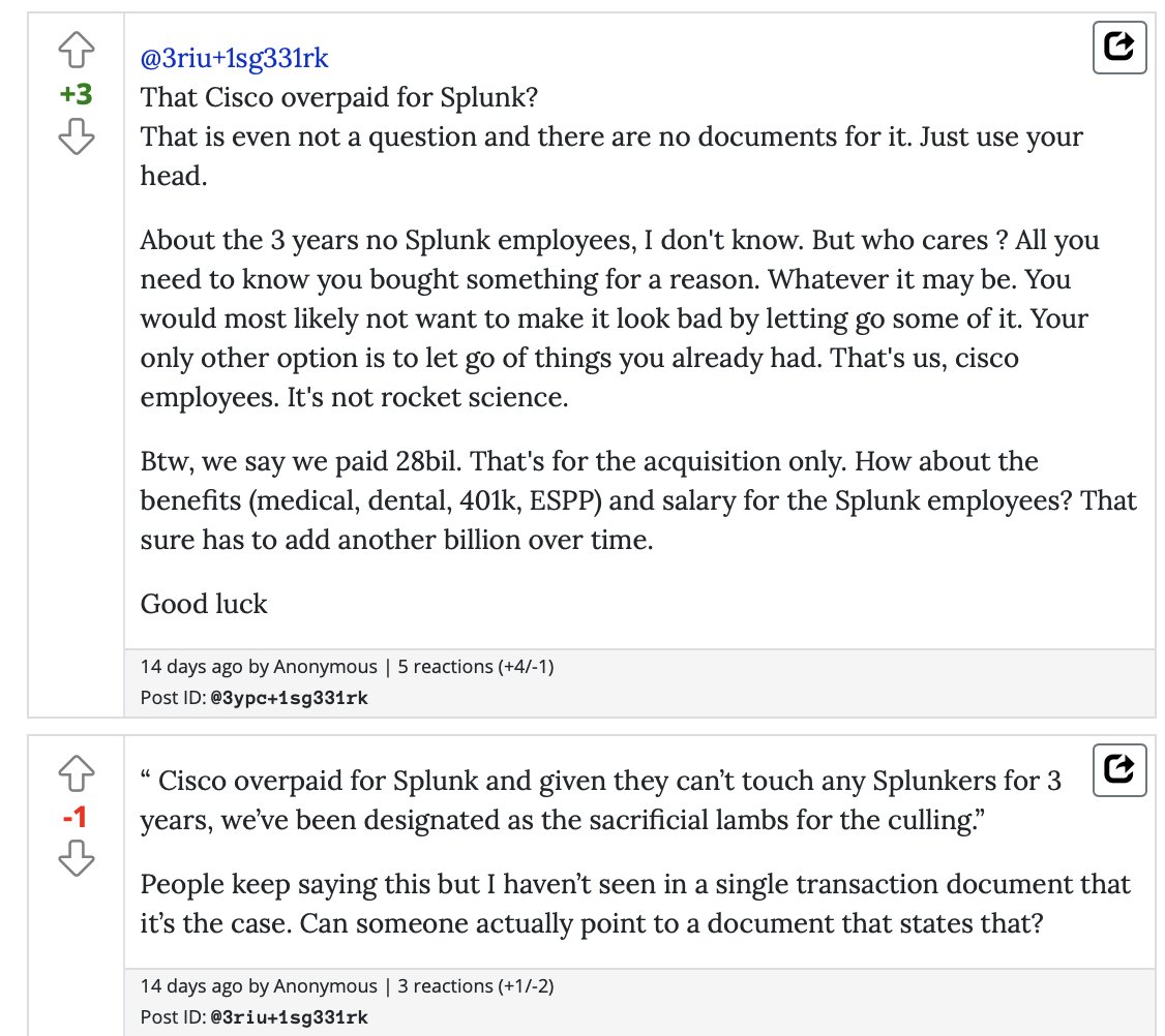 $CSCO Way too many employees giving details on the   TheLayoff. From a Q3 Earnings Predictions Thread