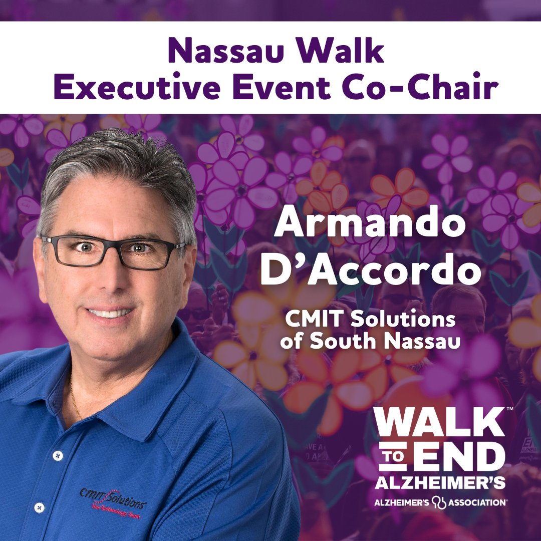 #Walk2EndALZ at Eisenhower State Park will take place on October 6. We are excited to welcome back Armando D'Accordo. Thank you for your passion and dedication to moving the fight to #ENDALZ forward. act.alz.org/nassau @alzassociation @cmitsolutions