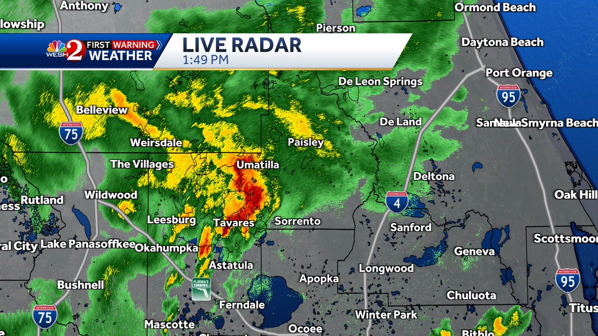 Strong storm impacting Lake, Seminole, Volusia, Orange.