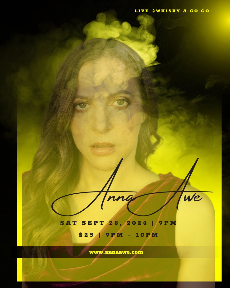 It is with great pleasure that I announce a live show at the Whisky a Go Go on the Sunset Strip!  

eventbrite.com/e/anna-awe-liv…

#rockmusic #electronicmusic #synthmusic #synthpop #singer #femalesinger #thingstodoinla #sunsetstrip #losangeles