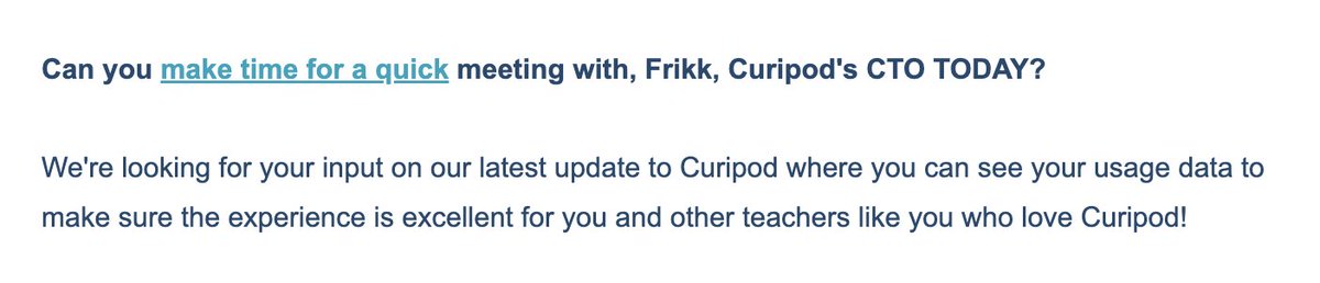 When you get an invite to meet Frikk and @BerreEirik from @curipodofficial, you take it! 😀
It was great meeting you and getting to learn & share. Thank you for the virtual office tour too! Ya'll are rockstars! 🎸

#StudentEngagement #EdTechCoaching #ImmersiveLearning #Curipod